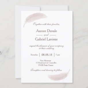 Invitación Ángel feather blusa blanca rosa elegante boda