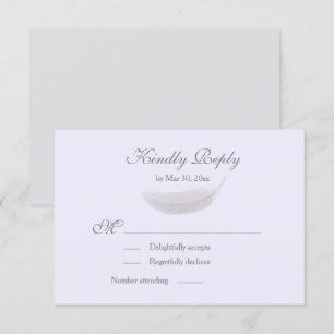 Invitación Angel Feather Lilac Lavender Boda Gris RSVP