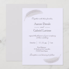 Invitación Angel Feather Lilac Lavender Gray Boda