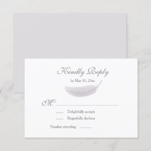 Invitación Angel Feather Lilac White Gray Wedding RSVP