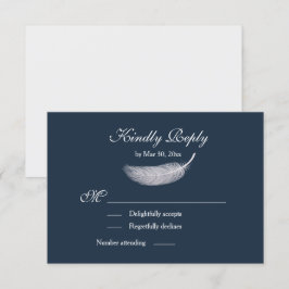 Invitación Angel Feather Navy Blue Wedding RSVP