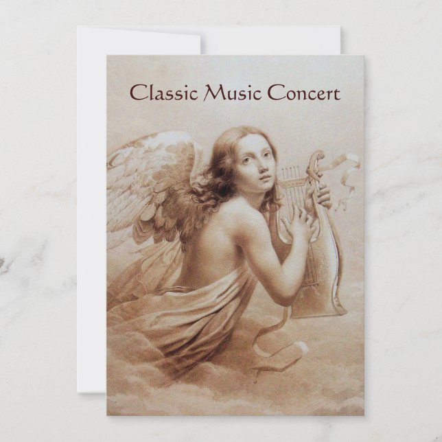 Invitación ANGEL JUGANDO LYRA SOBRE LAS NUBES,champán (Anverso)