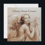 Invitación ANGEL JUGANDO LYRA SOBRE LAS NUBES,Monograma<br><div class="desc">Elegante,  artístico y clásico diseño acuático en sepia blanca,  colores marrones re-elaborados con arte italiano del siglo XVIII.</div>