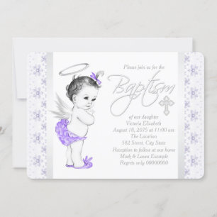 Invitación Angel Lace Púrpura Beber Baptismo