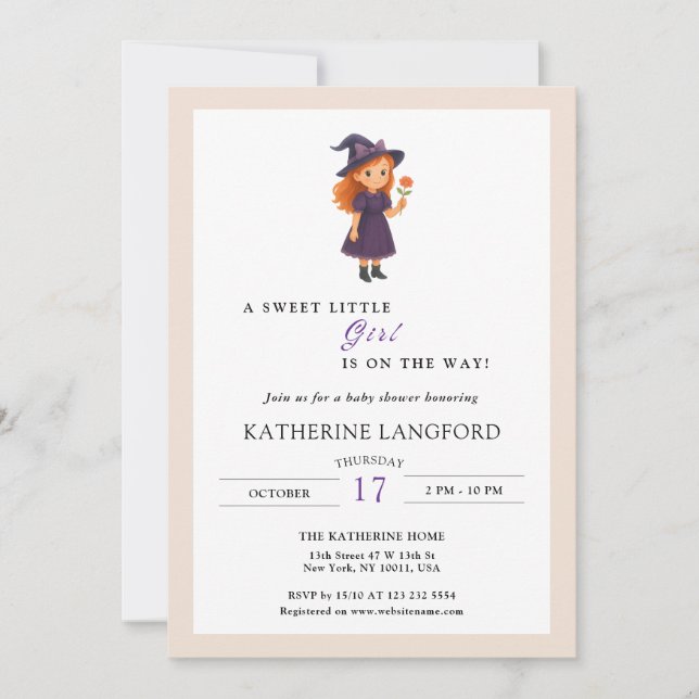 Invitación Ángel lindo en el camino a Baby Shower de Hallowee (Anverso)