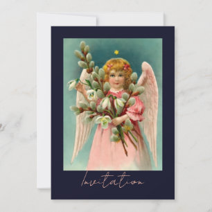 Invitación Ángel Lindo En Vestido Rosa