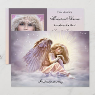 Invitación Ángel Love Photo Funeral Memorial Service
