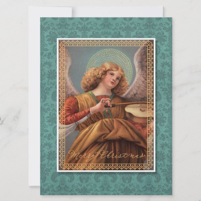 Invitación Ángel navidad con violín (Anverso)