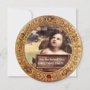 Invitación ANGEL, NAVIDADES CHERUB FIESTA Gem Ruby