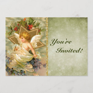 Invitación Ángel Personalizado Navidades victorianos  Vacacio