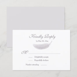 Invitación Ángel Pluma Lila Gris Blanco Boda RSVP