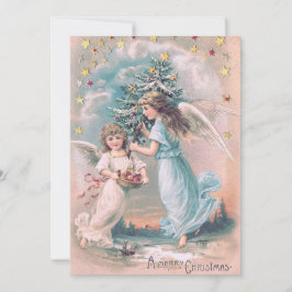 Invitación Ángel Querubín Árbol de Navidad Manzana Estrellas