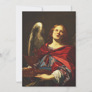 Invitación Ángel sosteniendo el recipiente y la toalla