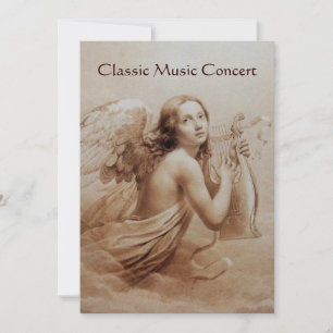Invitación ÁNGEL TOCANDO LA LIRA SOBRE LAS NUBES,champagne