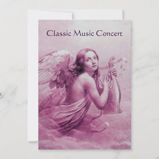 Invitación ÁNGEL TOCANDO LA LIRA SOBRE LAS NUBES, champán (Anverso)