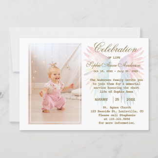 Invitación Angel Wings Celebration of Life Photo Memory