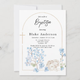 Invitación Angel Wings Cross Gold Baptism