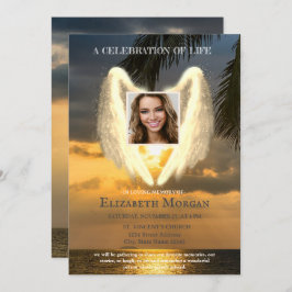 Invitación Angel Wings Ocean Sunset Foto Celebración De La Vi