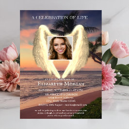 Invitación Angel Wings Palm Sunset Photo Celebration Of Life