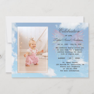 Invitación Angel Wings Sky Celebration of Life Photo Memory