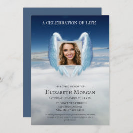 Invitación Angel Wings Sky Photo Celebration Of Life
