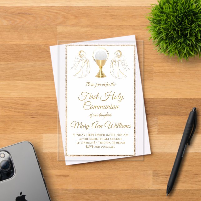 Invitación ángeles católicos Primera Comunión (Insitu (Tarjeta de Invitación))