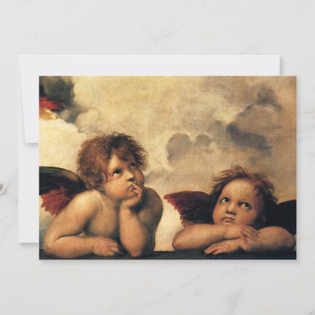 Invitación Ángeles de la Madonna Sixtina de Rafael Boda (Anverso)