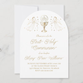 Invitación ángeles dorados Primera Comunión