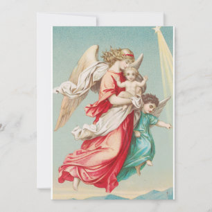 Invitación Ángeles Guardianes Llevando a un Niño Arte Etéreo