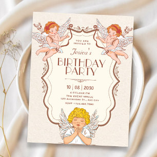 Invitación Ángeles vintage cumpleaños
