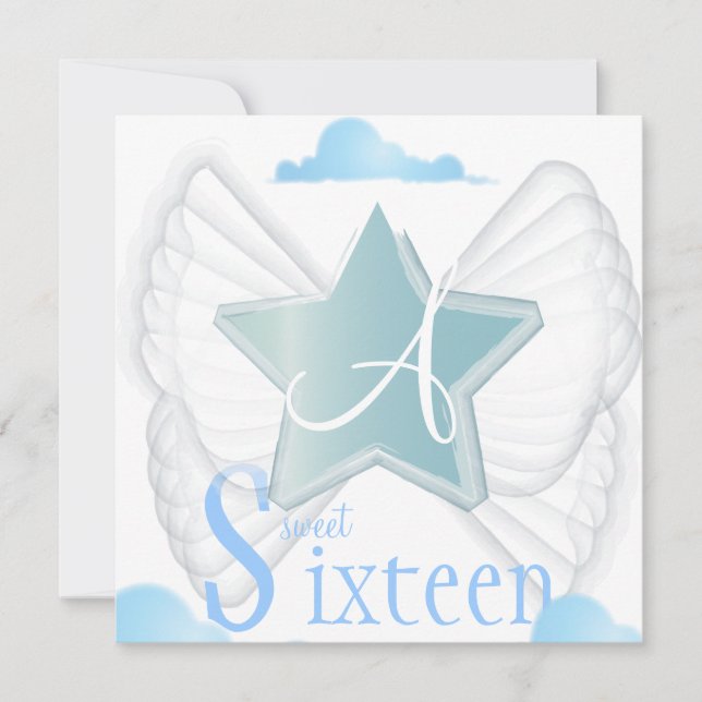 Invitación angelical Cust. del dulce dieciséis de (Anverso)
