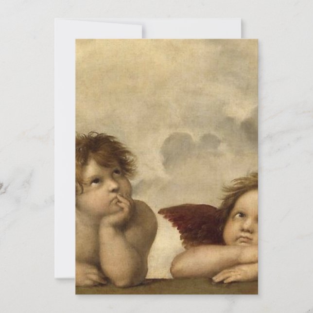 Invitación Angels Cherubs Raphael Santi Sistine Madonna Sweet (Anverso)