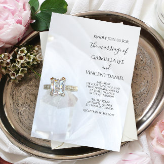 Invitación Anillo cuadrado de diamantes y Boda de cristal del
