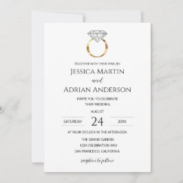 Invitación Anillo de Boda de Diamante Blanco Moderno