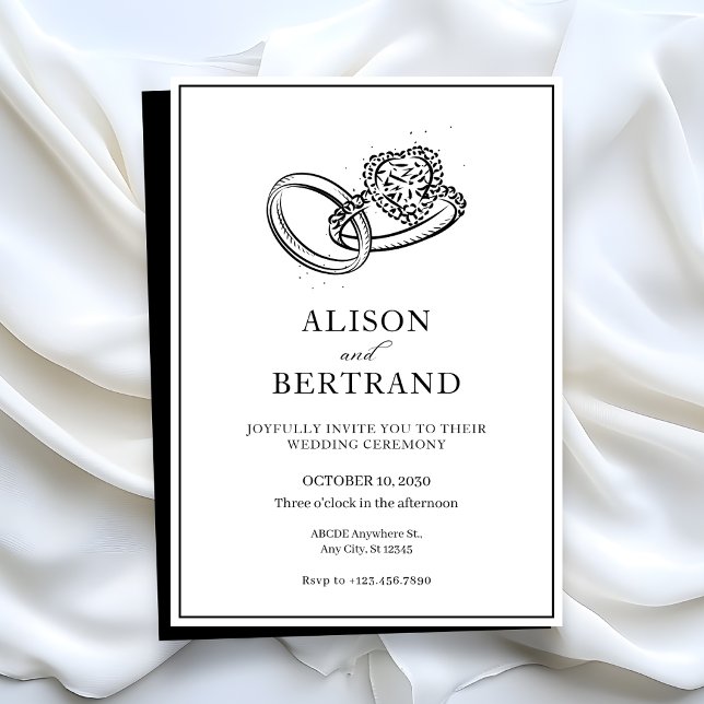 Invitación Anillo de boda de pareja elegante moderno simple (Subido por el creador)
