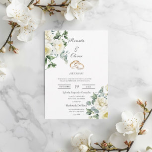 Invitación Anillo de boda de rosas verdes Boda española