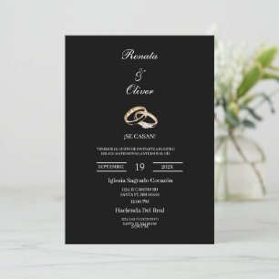 Invitación Anillo de boda tema negro Boda española