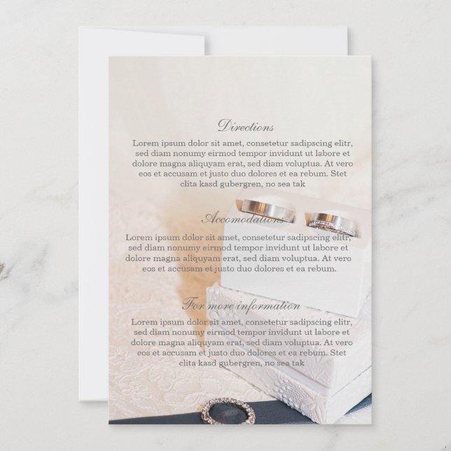 Invitación Anillo de Bodas románticos - banda Boda - Direccio (Anverso)