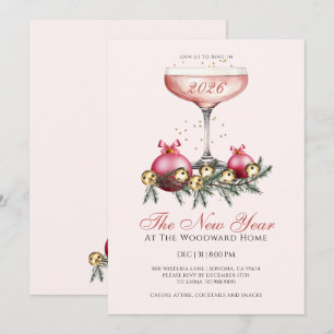 Invitación Anillo de Champán de Nochevieja para el Año Nuevo
