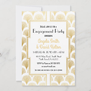 Invitación Anillo de compromiso Art Deco Gatsby años 20 BLANC