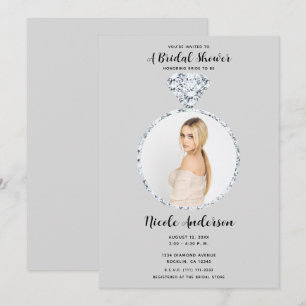 Invitación Anillo de compromiso de diamante gris para fiesta 
