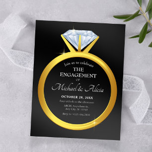 Invitación Anillo de compromiso de diamante simple moderno