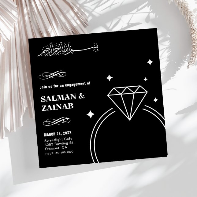 Invitación Anillo de compromiso islámico musulmán con diamant (Subido por el creador)