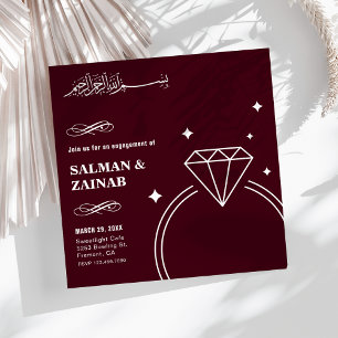 Invitación Anillo de compromiso musulmán islámico con diamant