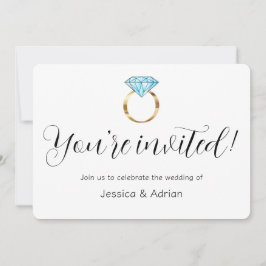 Invitación Anillo de Diamante Azul Bebé para Boda