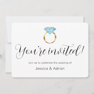 Invitación Anillo de Diamante Azul Bebé para Boda