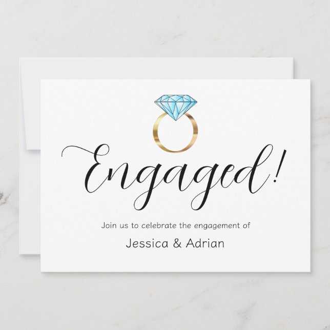 Invitación Anillo de Diamante de Compromiso Personalizado Fie (Anverso)