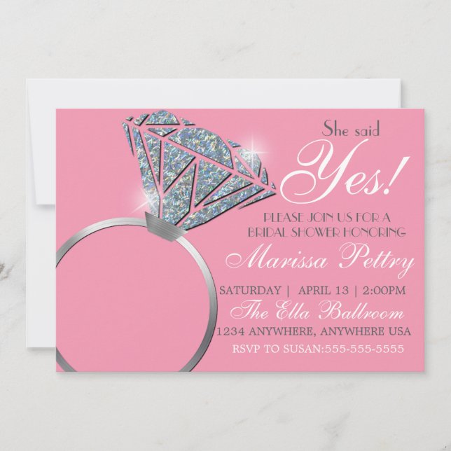 Invitación Anillo de diamante, Despedida de soltera, ella dij (Anverso)