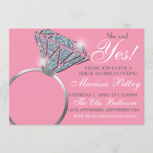 Invitación Anillo de diamante, Despedida de soltera, ella dij