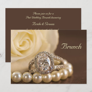 Invitación Anillo de Diamante Oval Rosa Blanca Desayuno Post 